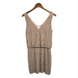 Y2K Cache beaded mesh sleeveless party cocktail evening lined mini dress 6